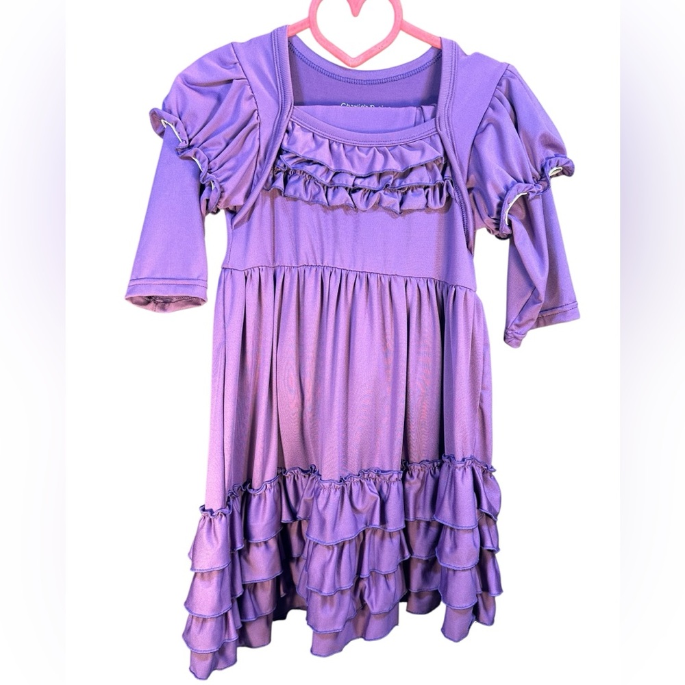 Charlie’s Project Purple Ruffled Twirl Dress Pantaloons Size 5/6 Sunday New